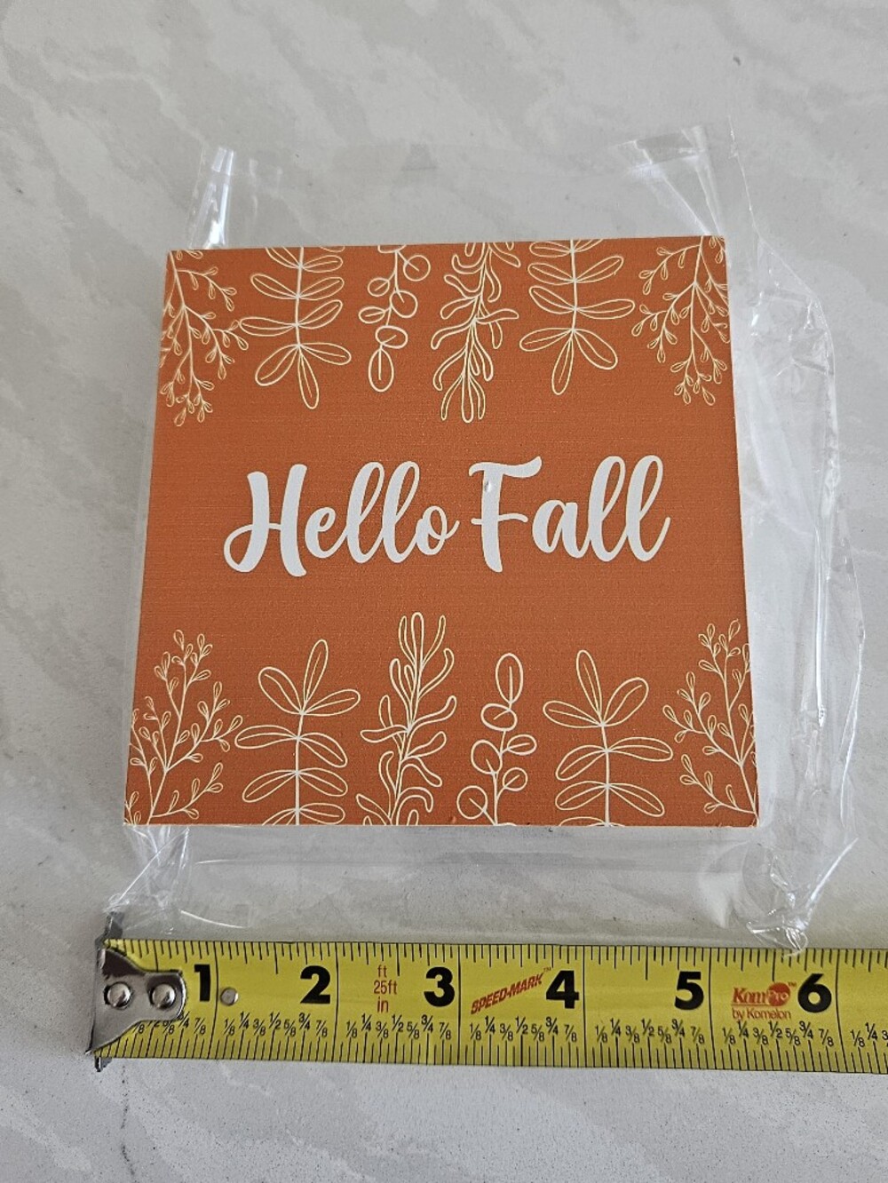 Hello Fall Orange Decorative Block Sign - Picture 3 of 7